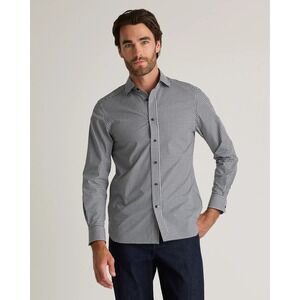 Quince Gingham Performance Dress Shirt Navy White Small New With Tags